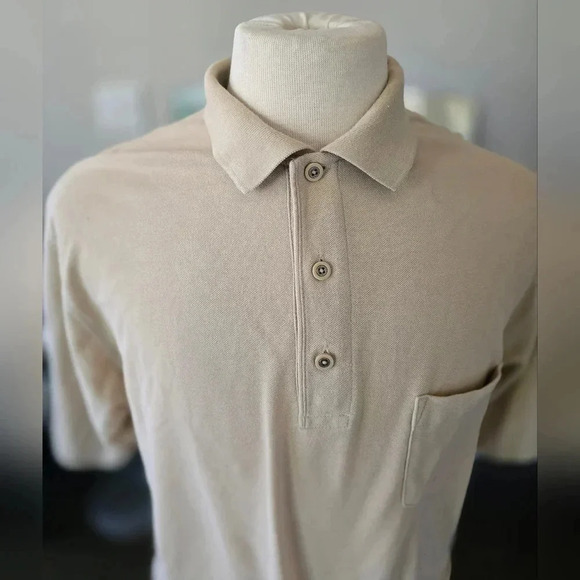 Light Beige Port Authority Polo Shirt in Mens XL - Picture 2 of 6